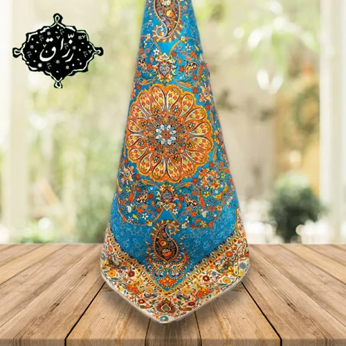 رومیزی ترمه حسینی یزد کیفیت درجه یک آبی