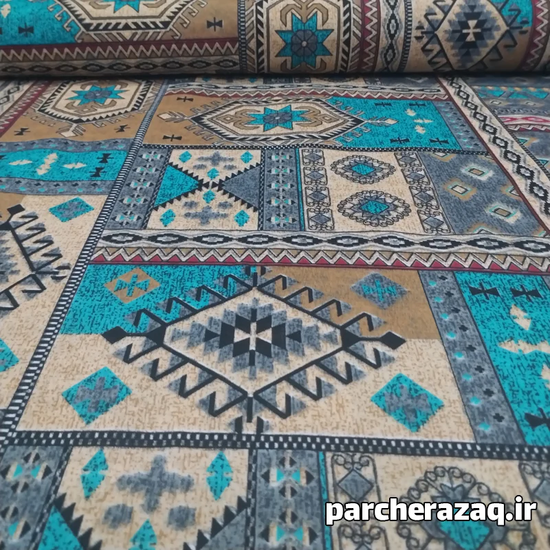 پارچه ملحفه سنتی گلیم فیروزه ای ستایش