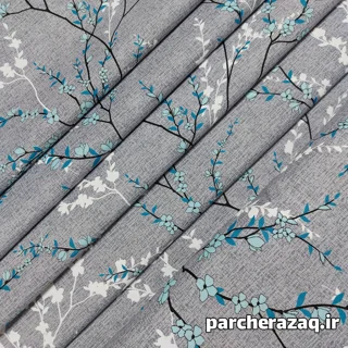 پارچه ملحفه شکوفه فیروزه ای یکتا وایت لند