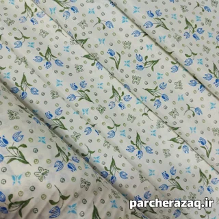 پارچه چادر نماز گل دار آلاله آبی