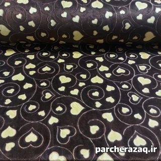 پارچه مخمل قلبی قهوه ای عرض 1.5