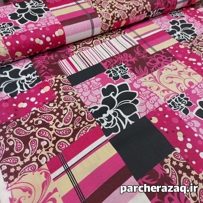 پارچه ملحفه ترنج صورتی عرض 2 متر