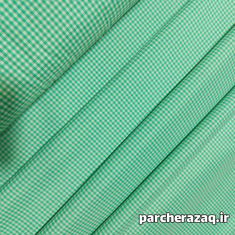 پارچه چهارخانه سبزآبی عرض 150 سانتی متر