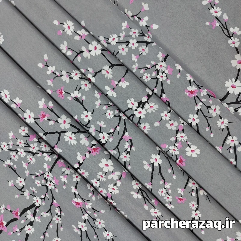 پارچه ملحفه شکوفه صورتی وایت لند