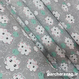 پارچه ملحفه کودک ابر طوسی-سبزآبی طوبی