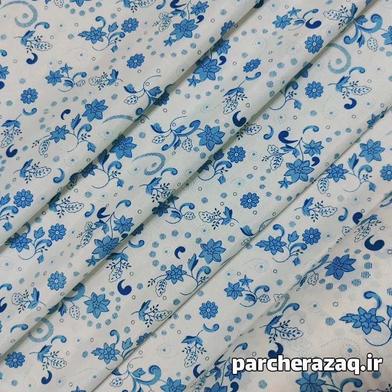 پارچه چادر نماز گل دار تینا آبی