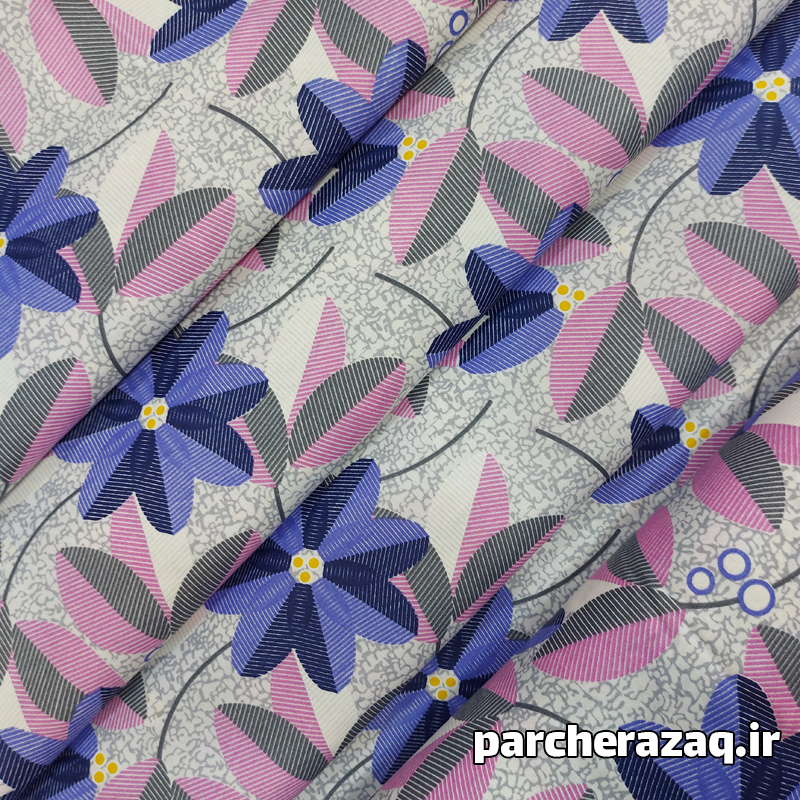 پارچه ملحفه ترنج گل آبی عرض دو متر