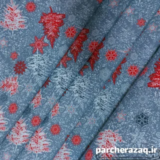 پارچه ملحفه کاج برفی طوسی و قرمز