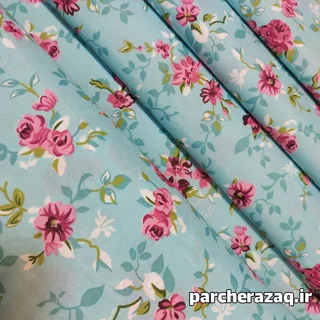 پارچه ملحفه گل دار طوبی سوگند آبی