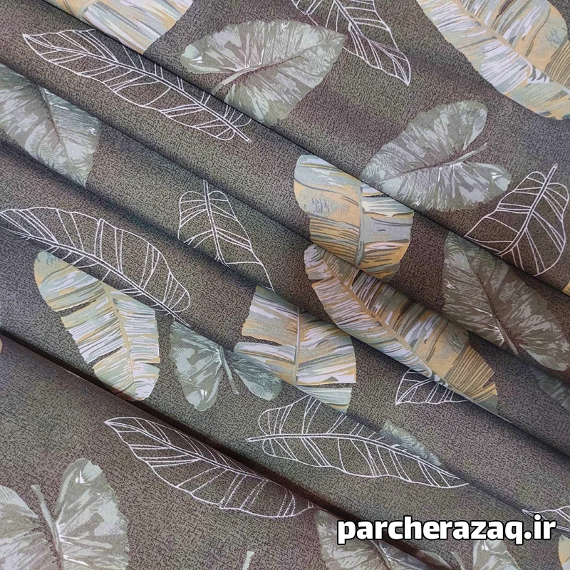 پارچه ملحفه ای طرح برگ کاغذی طوسی