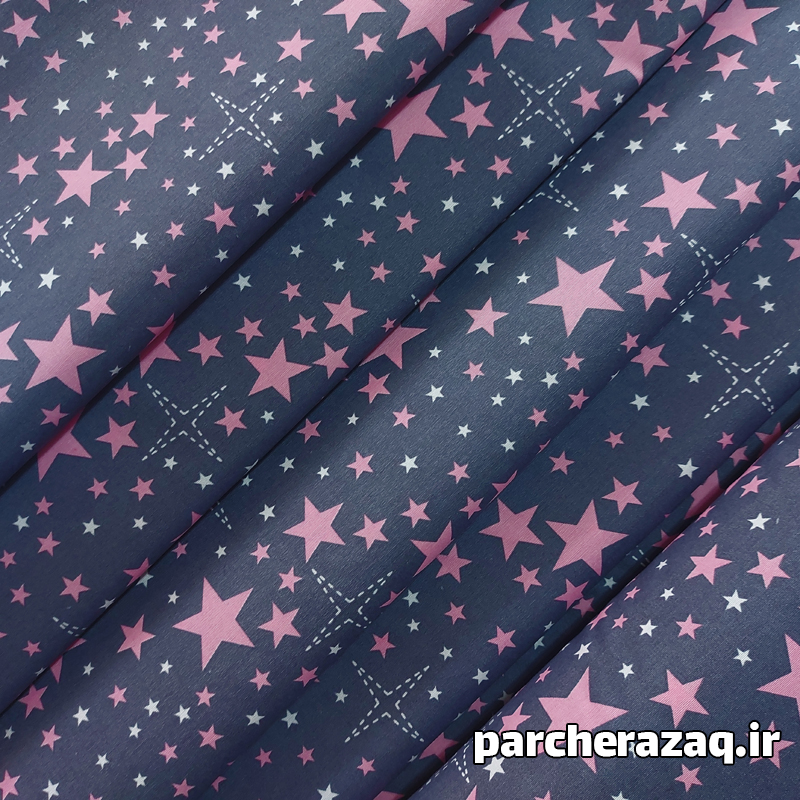 پارچه ملحفه ستاره صورتی زمینه طوسی