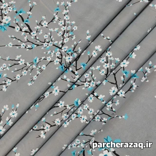 پارچه ملحفه شکوفه فیروزه ای وایت لند