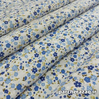 پارچه چادر نماز نخی گل دار لیلیا آبی
