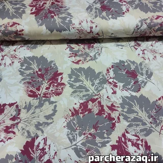 پارچه ملحفه برگ خزان قرمز عرض دو متر