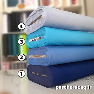 پارچه تترون ساده تک رنگ طیف آبی عرض 90 سانتی متر