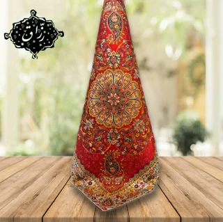 رومیزی ترمه حسینی یزد کیفیت درجه یک قرمز