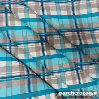پارچه ملحفه ای طرح لوزی طوسی-آبی ترنج عرض دو متر