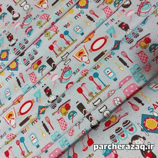 پارچه دستمال آشپزخانه اعلا (پنبه پنبه) طرح گل کیچن طوسی