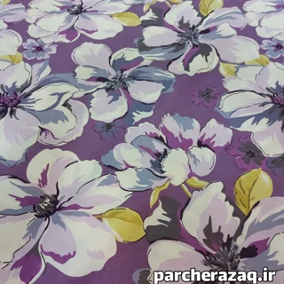 پارچه ملحفه گل نیلوفر بنفش ترنج عرض دو متر