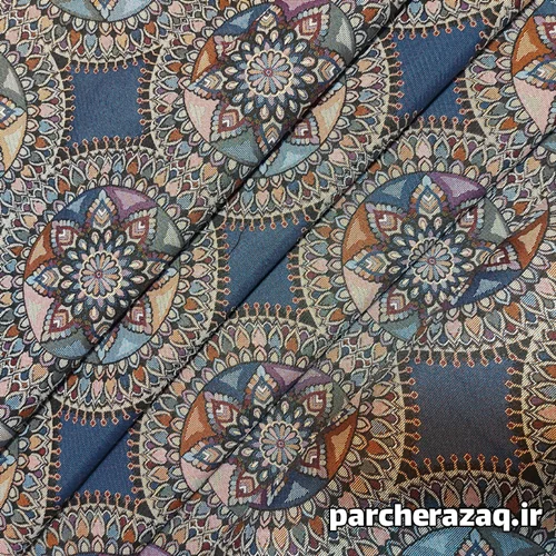 پارچه روفرشی جاجیم طرح نگین آبی عرض 2 متر