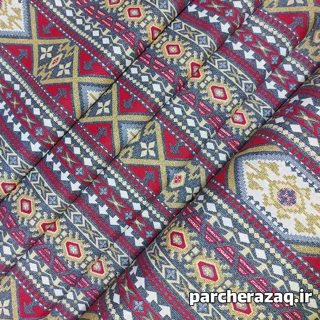 پارچه ملحفه طوبی طرح جاجیم زرشکی