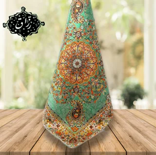 رومیزی ترمه حسینی یزد کیفیت درجه یک فیروزه ای
