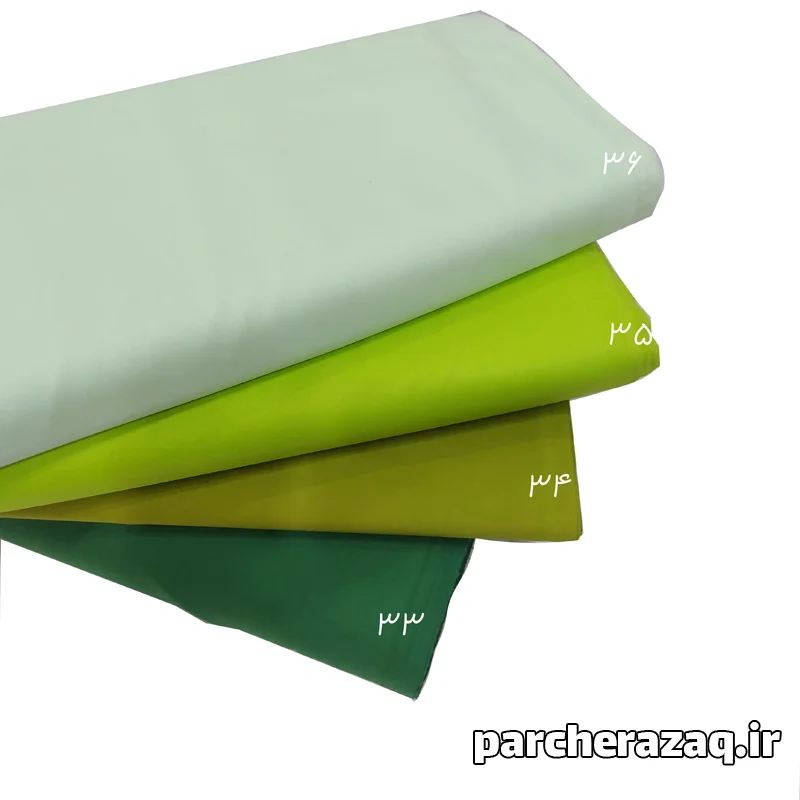 پارچه تترون ساده تک رنگ طیف سبز عرض 90 سانتی متر