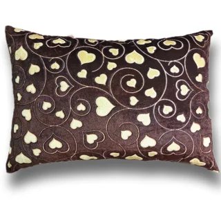 روبالشی مخمل قلبی قهوه ای کرم