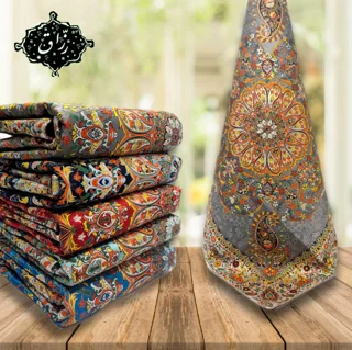 رومیزی ترمه حسینی یزد کیفیت درجه یک نقره ای
