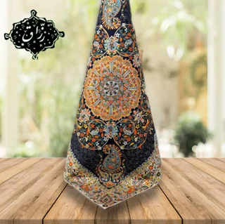 رومیزی ترمه حسینی یزد کیفیت درجه یک سرمه ای