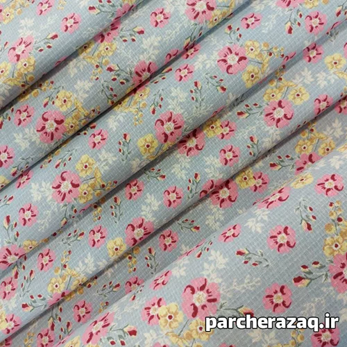 پارچه دستمال آشپزخانه اعلا (پنبه پنبه) طرح گل بنفشه زمینه نقره ای