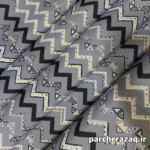 پارچه ملحفه زیگزاگ طوبی دیانا مشکی کرم