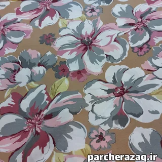 پارچه ملحفه گل نیلوفر شکلاتی عرض دو متر